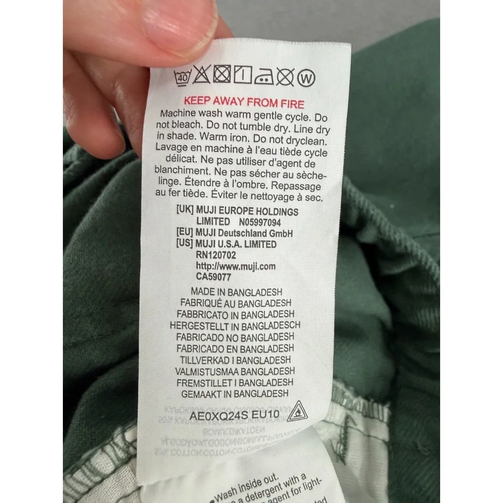 Muji Pants Womens M Green Kapok Pleated High-Waist Trousers Tapered Minimalist - Picture 12 of 13